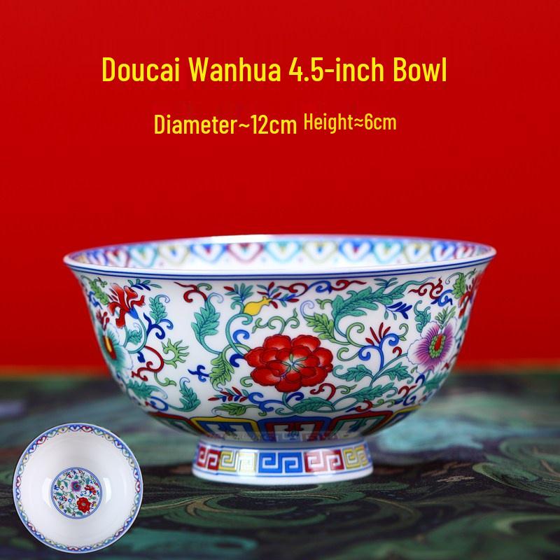Jingdezhen Ceramic Rice Bowl: High-Foot, Enamel Color, Longevity Design