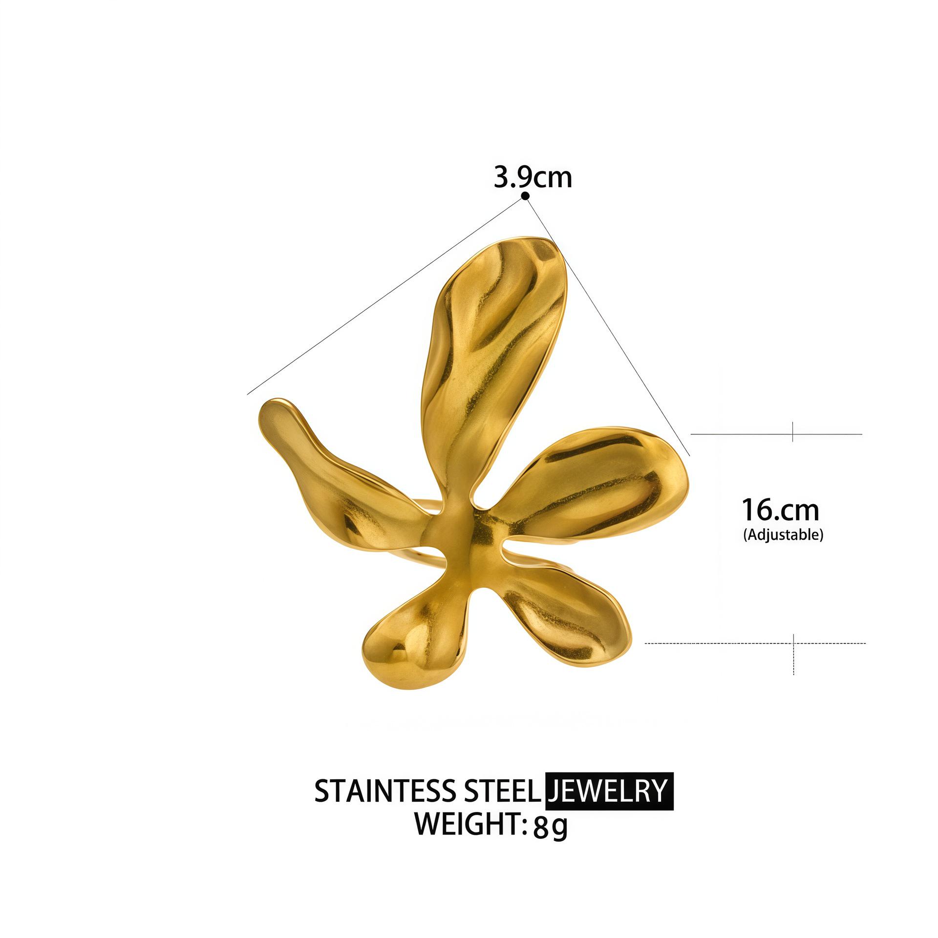 Women s Personalized Adjustable 18K Gold-Plated Stainless Steel Floral Ring - Durable and Fade-Resistant. Silver Flower Adjustable Ring