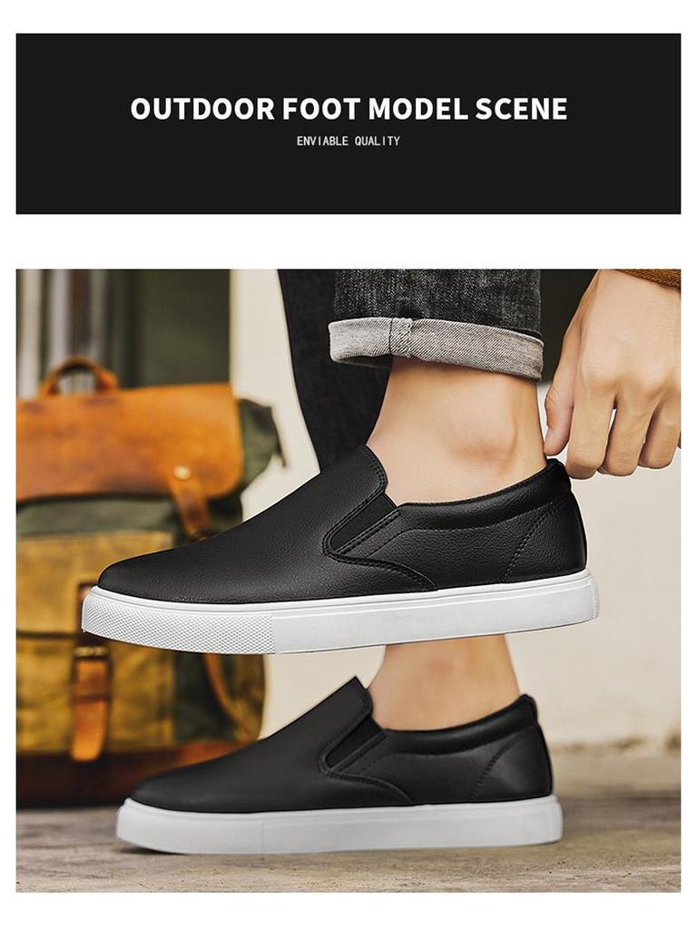 Men's Plus Size Summer Breathable White Leather Casual Sports Shoes