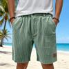 Men Corduroy Shorts Relaxed Fit Elastic Waistband Casual Drawstring Shorts with Pockets Button Closure Design for Everyday Wear