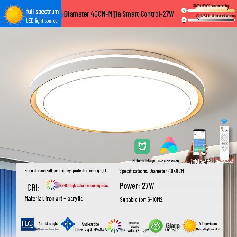 2025 LED Eye-Protecting Full Spectrum Ceiling Light for Bedroom and Living Room - Modern and Simple Design
