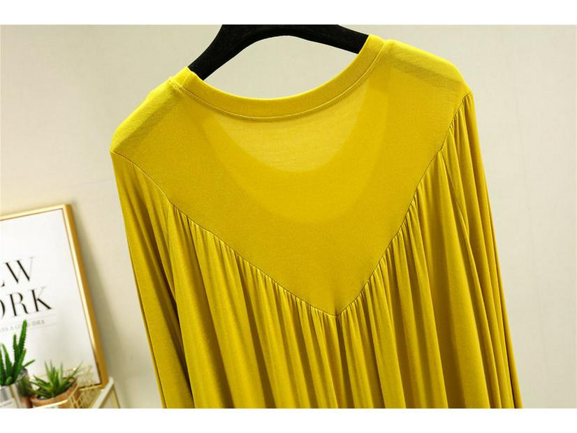 V-Neck Pleated Modal Cotton Long Nightdress - Women's Spring/Summer 2022 Collection