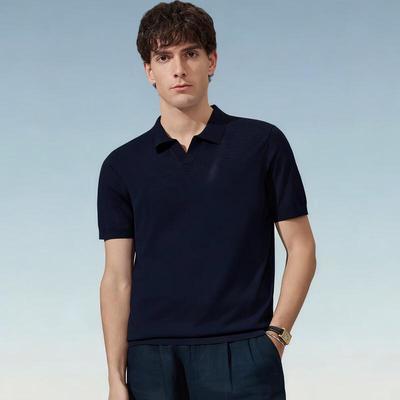 Judger Men's Silk Blend Seagull Collar Polo Shirt