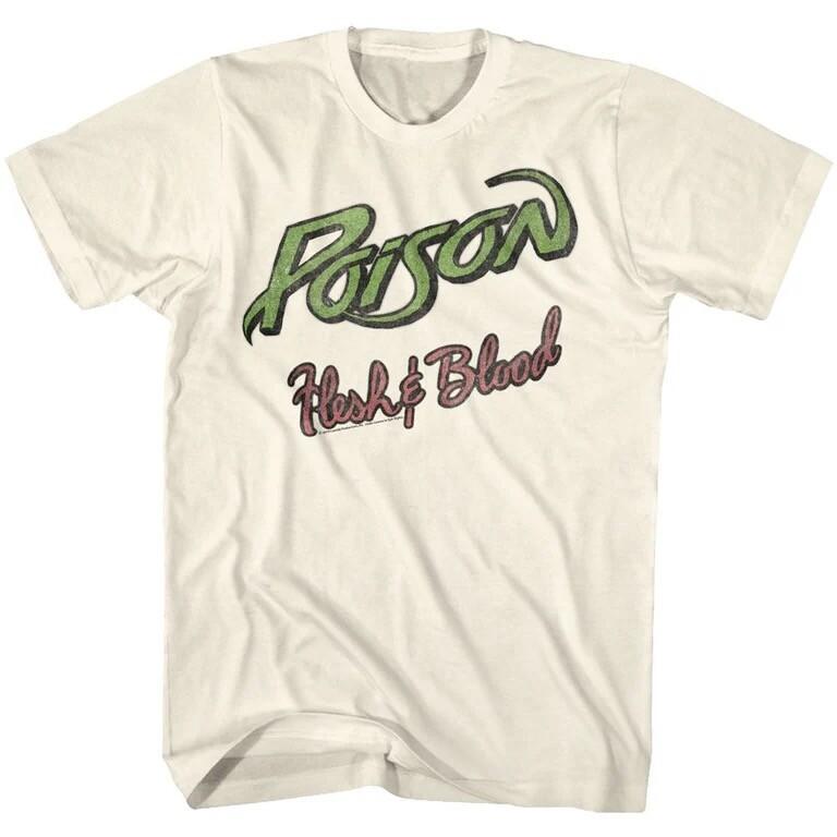 POISON 80s Retro T-Shirt Flesh amp; Blood World Tour Heavy Metal Band Merch Unisex T-Shirt XL