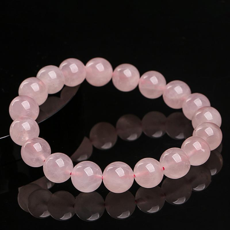 Hongchu Kristall Natürlicher grapefruitfarbener Rosenquarz Armband Cremefarbener Rosa Kristallperlen Armband