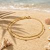 Tarnish Free Bead Anklet,Stainless Steel Double Layered Foot Chain Adjustable,Summer Beach Versatile Jewelry for Her Gift