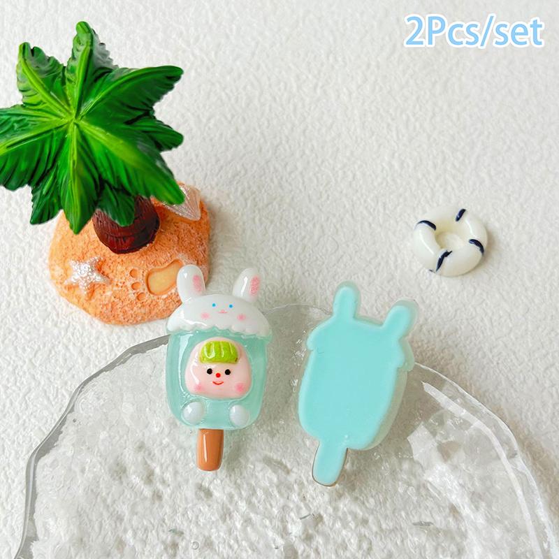 2Pcs Luminous Popsicle Doll Micro Landscape Figure Ornament Outdoor Glowing Miniature Statue Potted Mini Garden Accessories