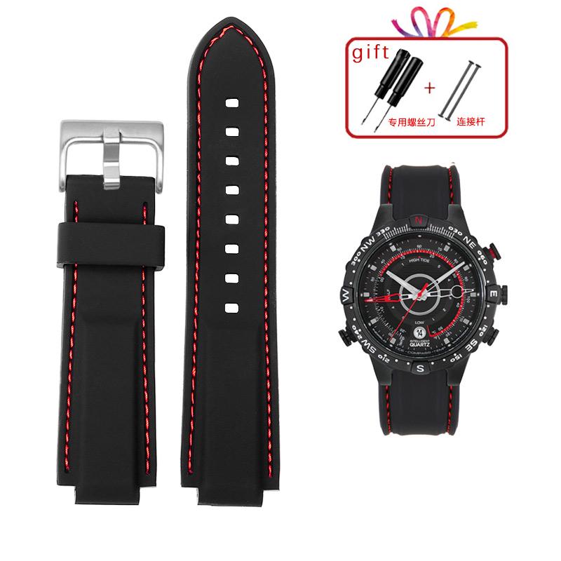 Dla mężczyzn Timex E-tide Compass T2N720 T2N721 TW2T76300 wodoodporny miękki pasek do zegarka z gumy silikonowej pasek z narzędziami Piny śrubowe
