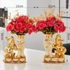 Keramik-Elefantenvase im europäischen Stil – Dekorative Figur mit künstlichen Blumen für Zuhause oder Tischplatte
