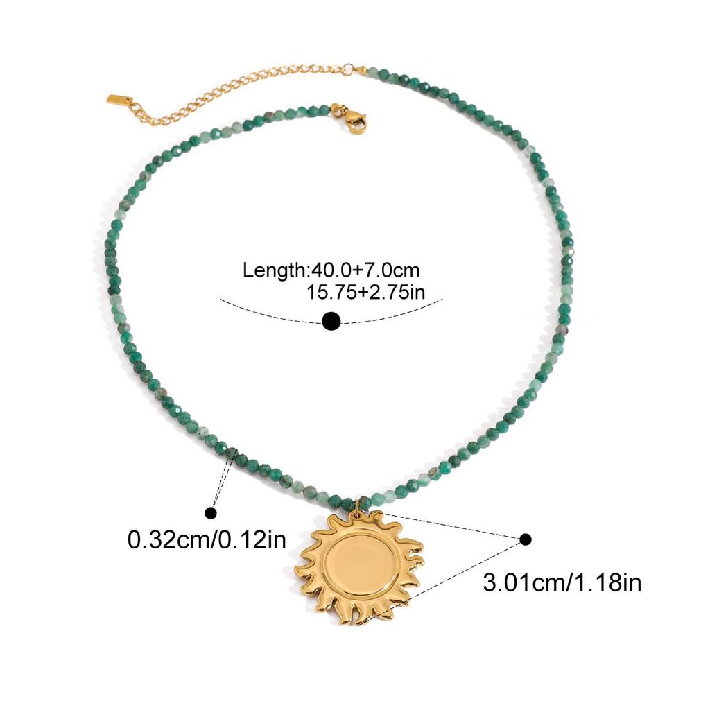  Beach Ocean Vacation Style 18K Gold Color Stainless Steel Pendant Necklace Natural Stone Bead Necklace Women