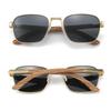 Wooden Square Polarized Sunglasses Stylish metal frame wooden sunglasses for men and perfect as a gift [WOODONLY] - women, (Zebrawood)