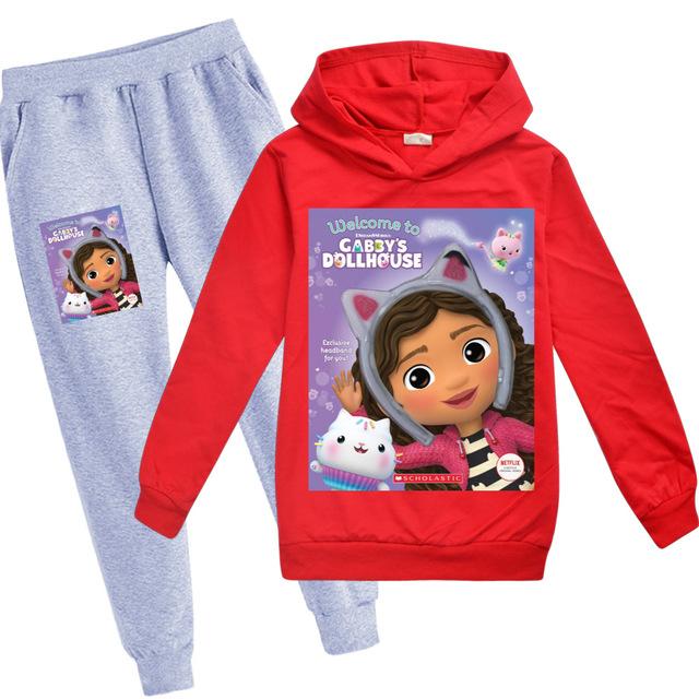 

Весенне-осенняя детская одежда, толстовка с принтом кота для маленьких девочек + штаны, комплект из 2 предметов, студенческая повседневная спортивная одежда для бега на открытом воздухе 130