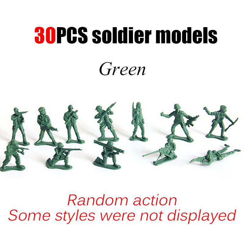 30 Stück Soldatenmodell-Ornament Mehrere Posen Plastik-Statuette Militärische Sandkasten-Spielzeugfiguren 4 Farben Verfügbar DIY-Dekoration ZYF