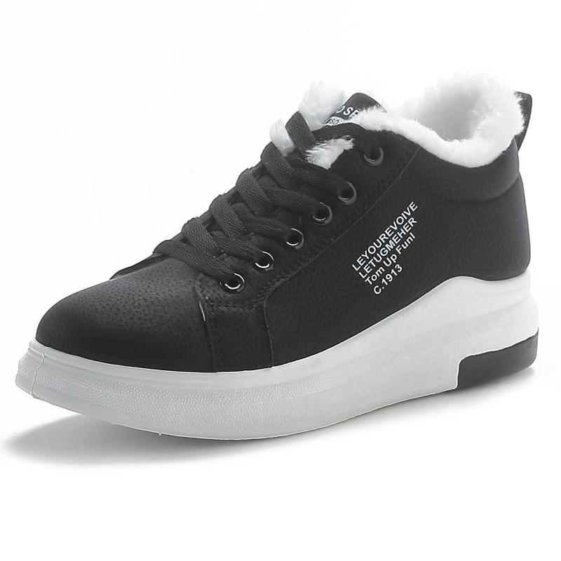 

Зимние ботинки 2024 года, женские ботильоны, теплые зимние ботинки из искусственной кожи, кроссовки, туфли на плоской подошве, женская обувь на шнуровке, короткие зимние ботинки 35 чёрный