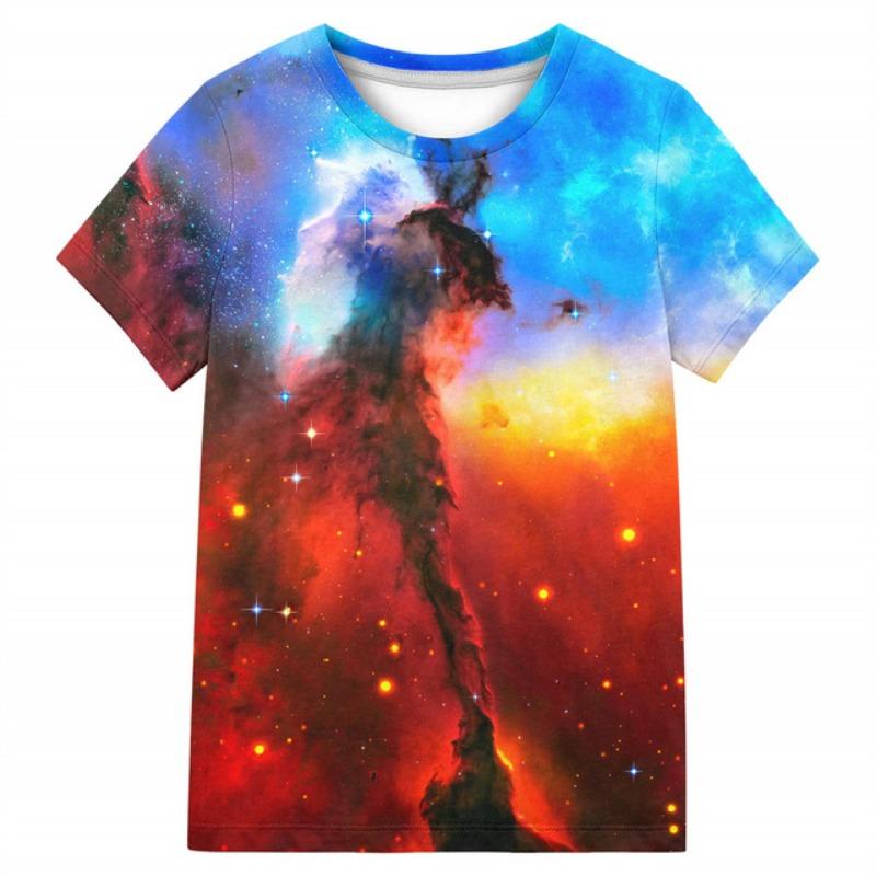 T-shirt une pièce pour enfants, motif ciel étoilé, pour garçons de 9 à 12 ans, à la mode, motif cosmique 3D, pour l'été