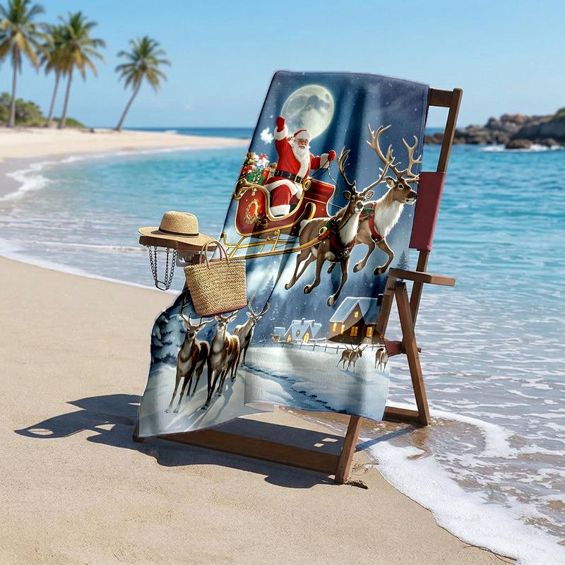 Chrismas Fashion Beach Towel: Ideal for Summer Adventures Soft, Absorbent and Quick Drying Suitable for Swimming and Bathing