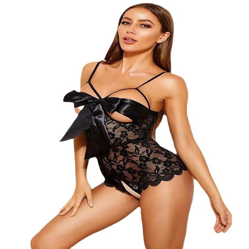Vertical fun lingerie sexy transparent lace seduction uniform cosplay suit passion open onesie women