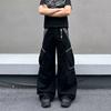 American Heavy Pleated Multi-pocket Tooling Casual Pants Men's Autumn I Loose Washed Cotton Wide-leg Scimitar Pants Long Pants