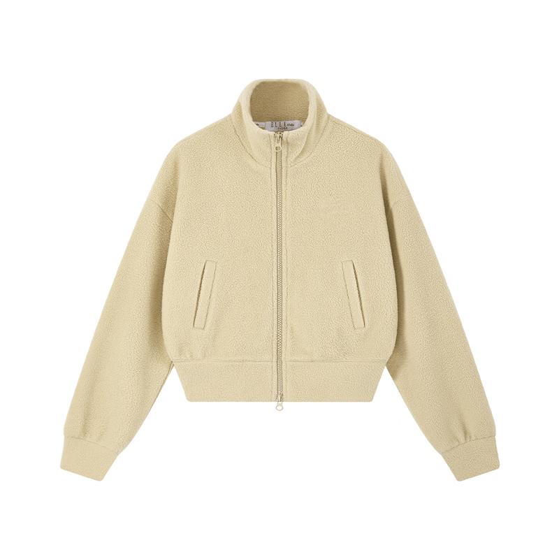 ELLE KIDS Girls Fleece Stand Collar Zip-Up Sweatshirt 130