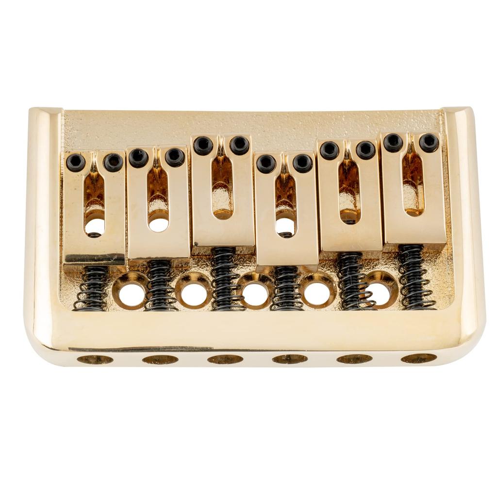 Musiclily Pro Hardtail Bridge with Bridge for ST Electric Gold 10.5mm Modern-Style Saddles, Fixed, Non-Tremolo Strat/Telecaster/TL Guitars,
