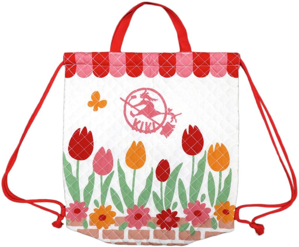 Marushin Gym BagKnapsackDrawstring Bag, Studio Ghibli Kiki's Delivery Service Jiji, for Girls, Jiji and the Tulip Fields,