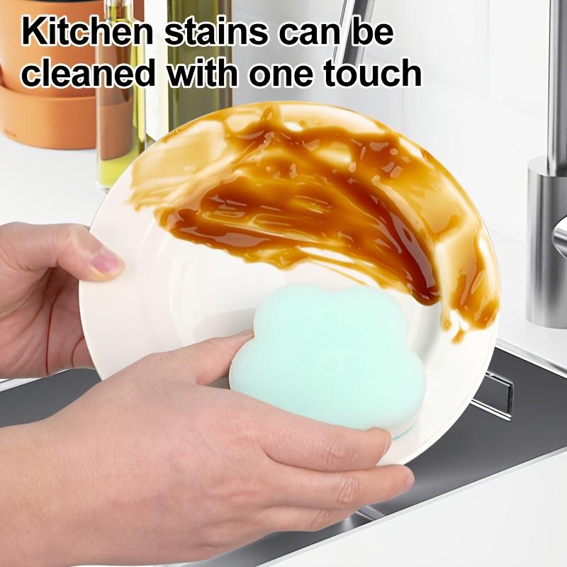 5 10pcs Blue Flower Sponge, Cleaning Sponge, Double Sided Scouring Pad, Household Cleaning, Dishwashing Sponge, High End Kitchen Sponge,