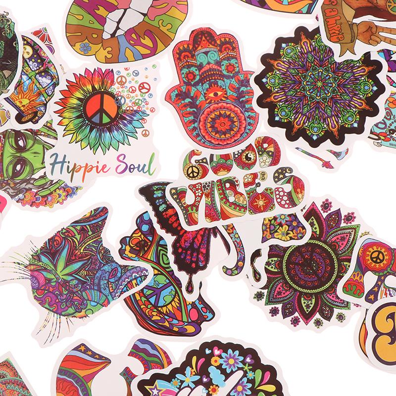 50Pcs Psychedelic Hippie Art Sticker Classic Toy For Skateboard Fridge Laptop Decoration