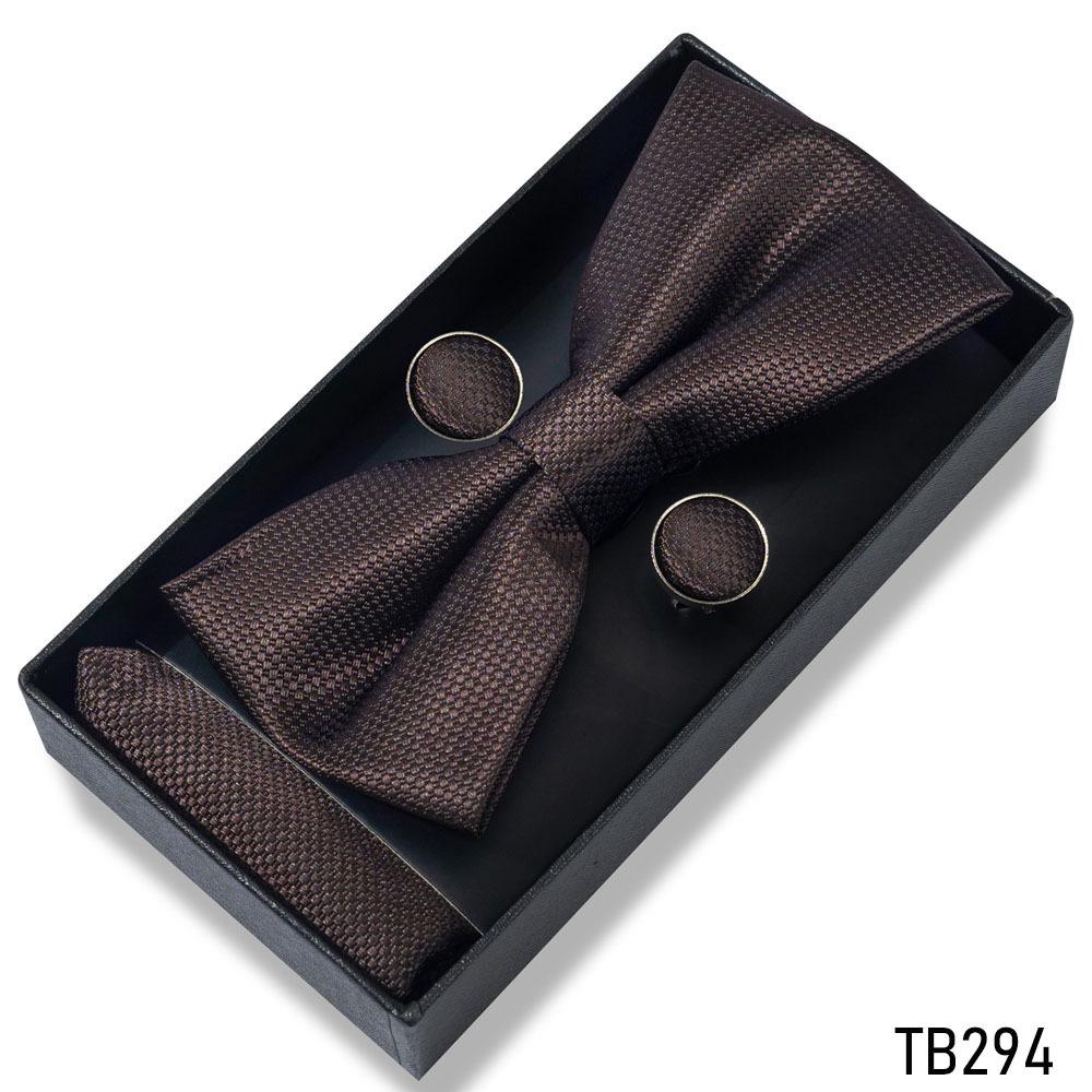 Classic Bowtie Bow Ties for Mens Butterfly Bowknot Pocket Square Cufflinks Suit Set Bussiness Accessories