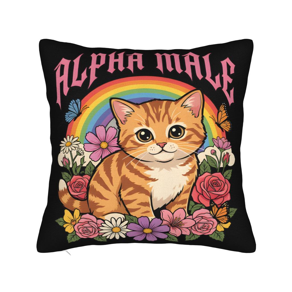 Decorative Pillowcase Alpha Male Cat Kitten Funny  Accessories Living Room  Pillow Case Cover Zippered Multi Size