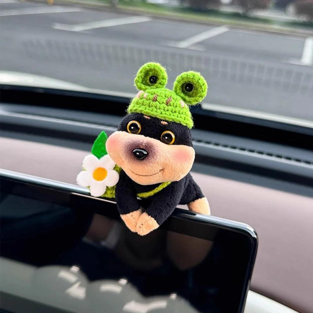 Car Dashboard Plush Bee Dog Ornaments Center Console Cute Doll Decoration Auto Accessories for Woman Girl Home Office Gifts