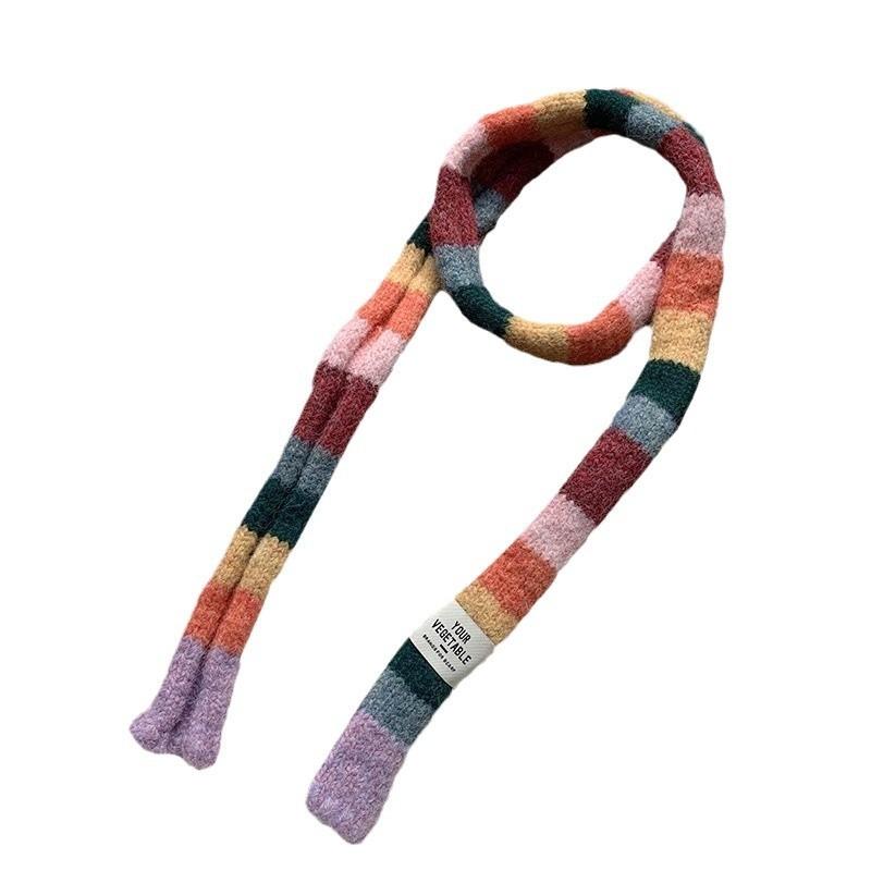 Scarf women's winter high-end sense new contrasting color stripes narrow scarf scarf scarf