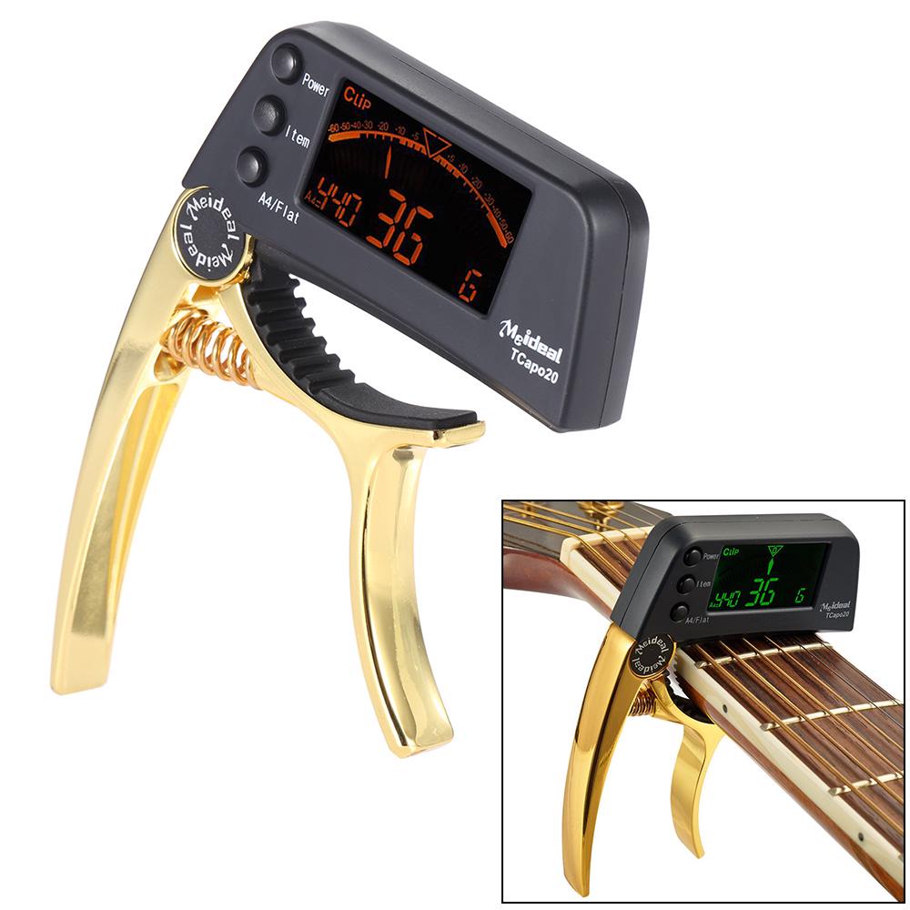 TCapo20 multifunksjonell aluminiumslegering 2-i-1 gitar capo-tuner med LCD-skjerm for normal akustisk