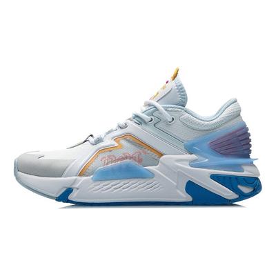 Li Ning 001 Ti Shock Absorbing Non-Slip Low-Top Running Shoes Women Sneaker White Blue AGLR008-1