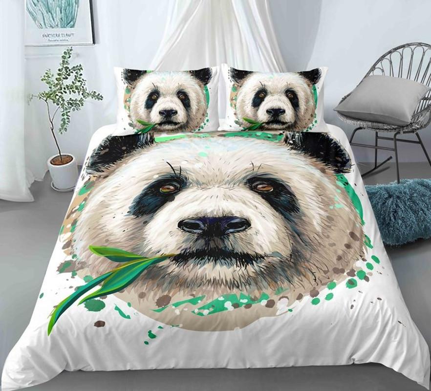 Panda Duvet Cover Cute Animal Pattern Bedding Set for Kids Boys Girls Cartoon Giant Panda Bear Polyester Comforter Cover Queen