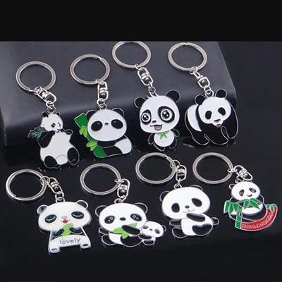 Moda adorável panda metal chaveiro porta-chaves do carro saco pingente presente