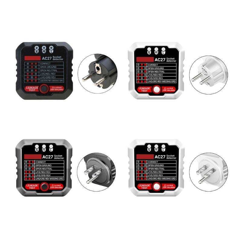 Outlet Tester Advanced Receptacle Tester with Voltage-Display 250V Power Socket Automatic Electric Circuit Polarity-