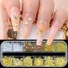 12-Grid Boxed Nail Art Ornaments: Seashell, Starfish, Bow, and Metal Rivets