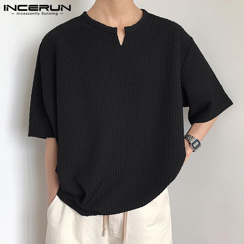 INCERUN летние мужские топы с v-образным вырезом и короткими рукавами — фото 5