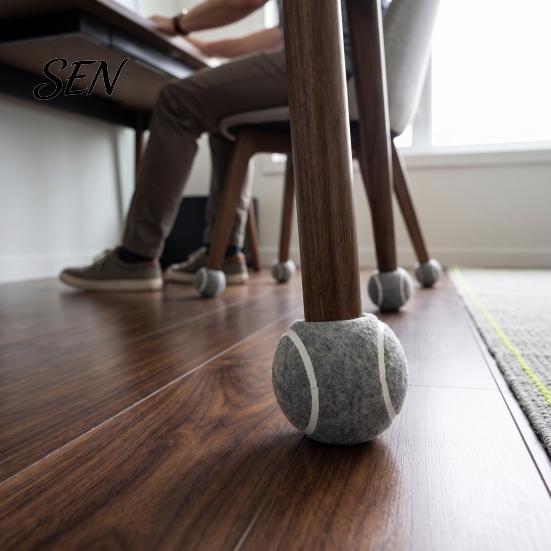 Furniture Floor Protectors Precut Tennis Balls for Chairs, Leg Felt Glides, Non Slip Table Home Hardwood Floors, Noise Scratches Reduction Elastic