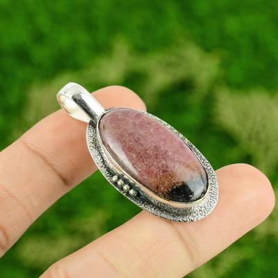 Daughters Day Deal 925 Sterling Silver Rhodonite Gemstone Sister Wedding Pendant