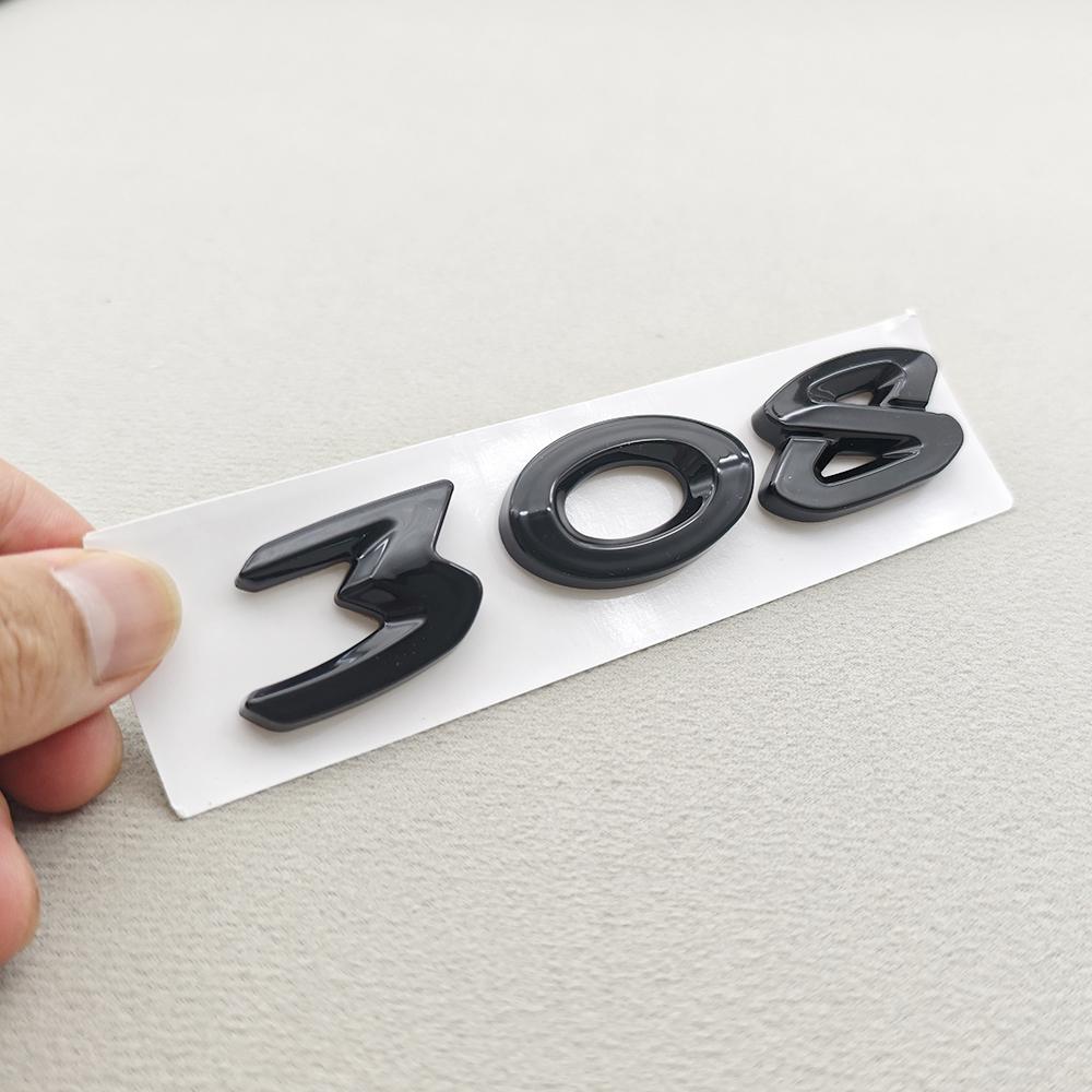 3D ABS Car Badge New 308 Letters Logo Emblem Chrome Black Rear XNBS5 Trunk Sticker Accessories For Peugeot 308 SW GT Line GTI T9 T7 P5