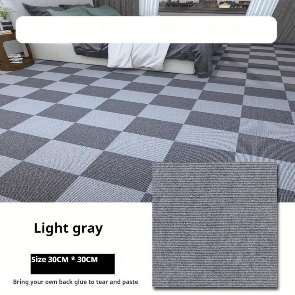 Square Self-Adhesive Carpet Tiles for Office and Home, Non-Slip Foam Backed Polyester Carpet, Solid Color Pattern , Office and Porch Decoration