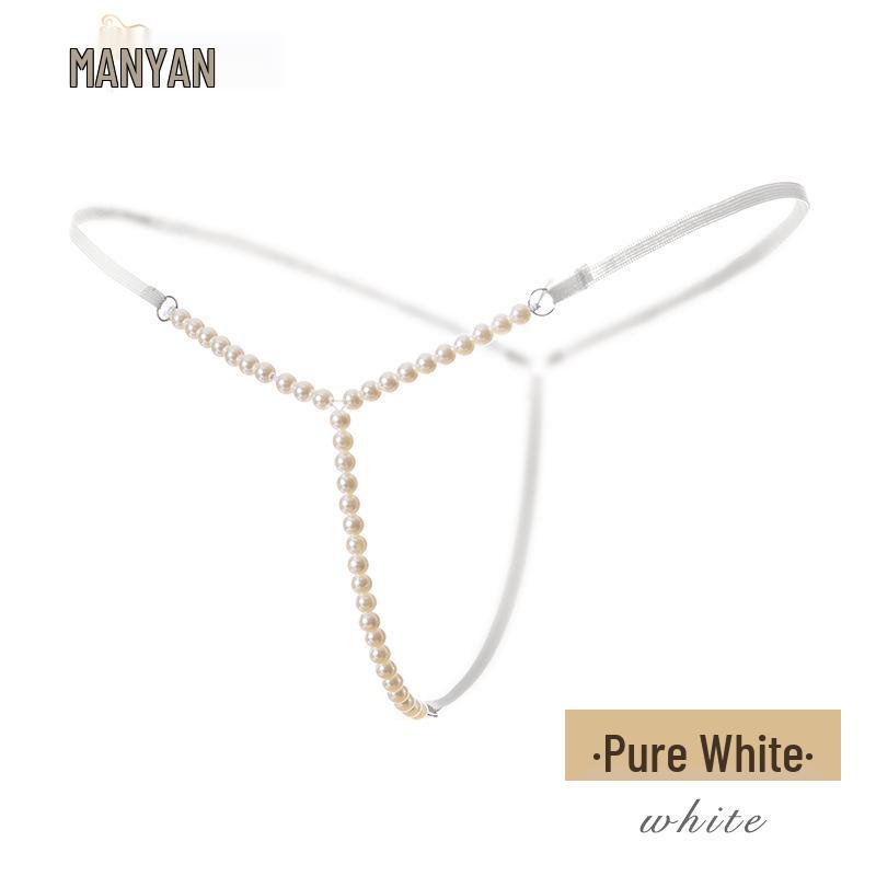 Elegant Sheer Pearl-Accent T-Back Thong Lingerie for Women