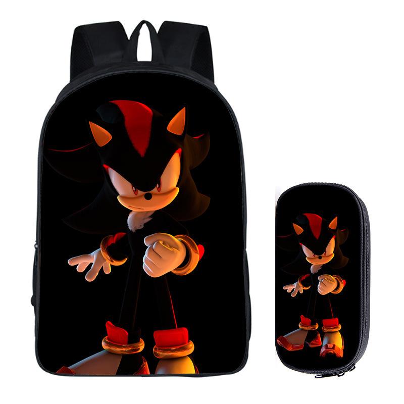 Straight Hair Animation Digital Printing Children'S Two-Piece Set Backpack Pencil Bag Primary And Secondary School Schoolbag