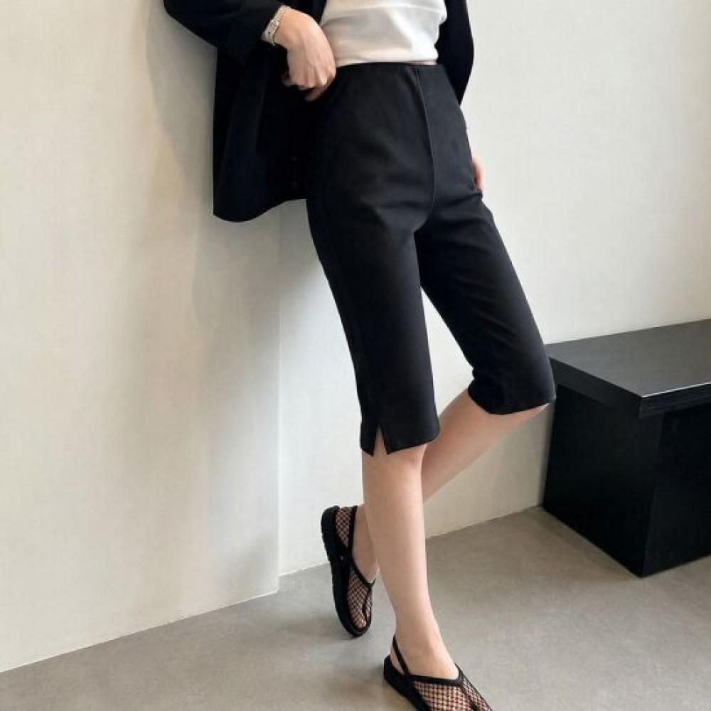Mizqz Cool Span Side Slit Capri Leggings Pants
