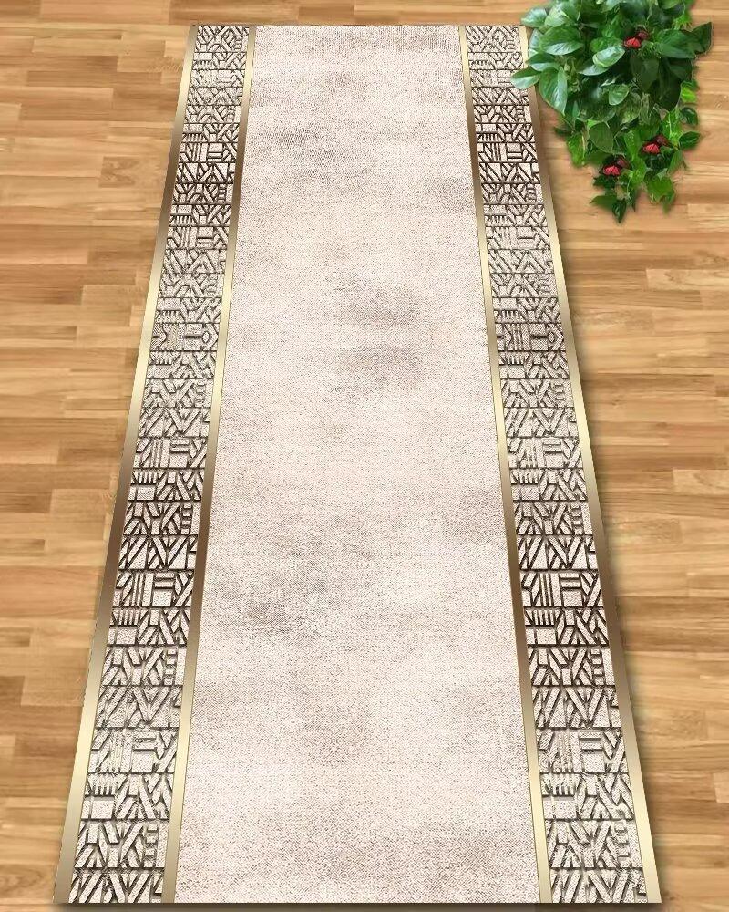 European Luxury Long Corridor Carpet Luxurious Golden Stair Carpet Runner Washable Non-slip Villa Hall Passageway Carpets Custom