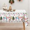 Christmas Nutcracker Xmas Tree Ball Waterproof Tablecloth Table Decor Winter Xmas Kitchen Dining Tablecloth Christmas Decoration