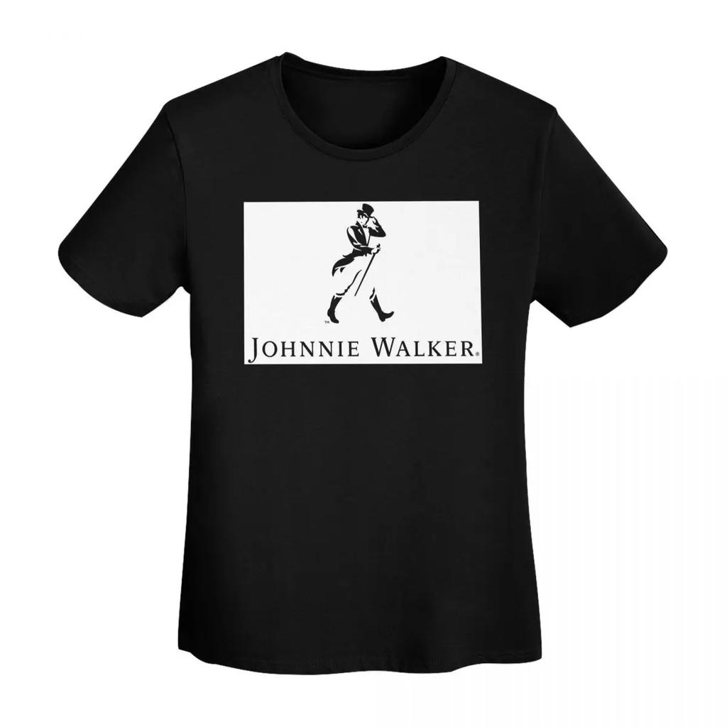 Johnnie Walker Logo T-Shirt Damen Kurzarm T-Shirts Rundhals Streetwear Baumwolle Sommer T-Shirts Streetwear