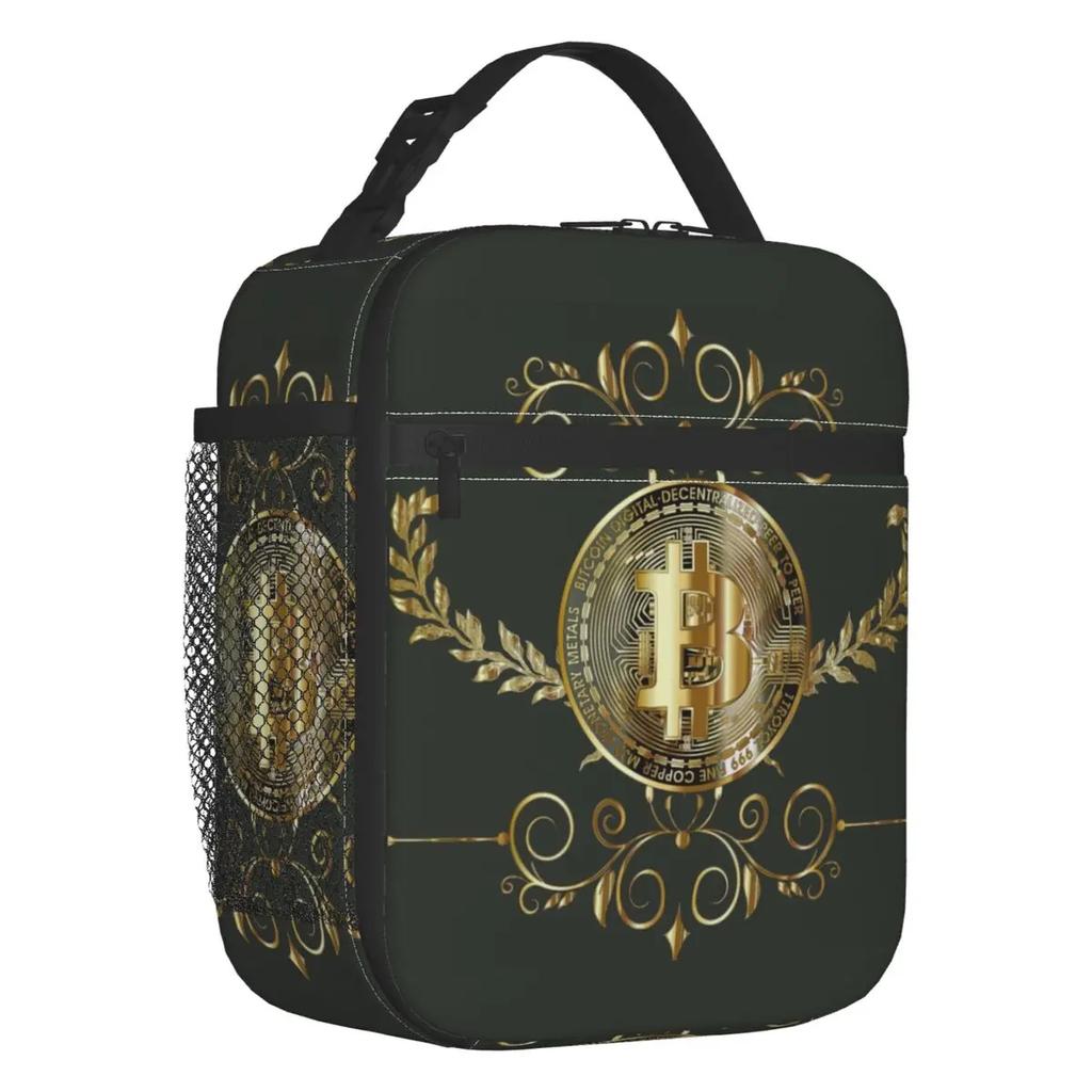 Custom Bitcoin Digital Currency Lunch Bag Women Cooler Warm Insulated Lunch Boxes for Kids School