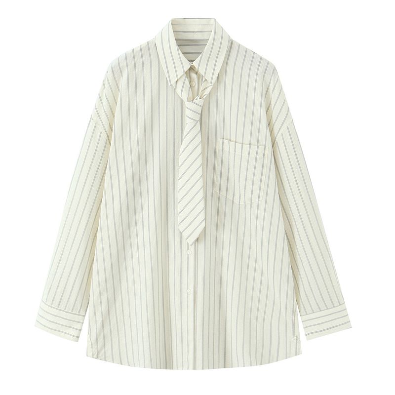 Za Autumn New Arrivals Women's Clothing Zr European and American Style Fashionable Versatile Long-Sleeve Tie Loose Shirt 4764113